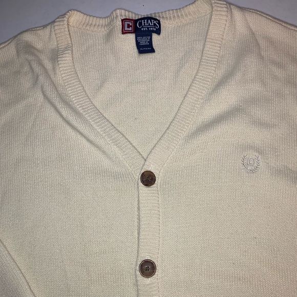 Chaps Cardigan Cream Color two pocket front EUC 🆕 - Picture 2 of 8
